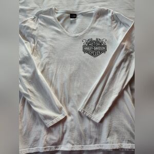 HARLEY DAVIDSON Ladies Pullover V-Neck Long Sleeve T. Size XL."Wrecking Crew HD"